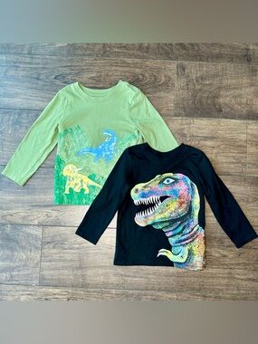 Cat & Jack Toddler Boys Dinosaur Long Sleeve Graphic T-Shirts Bundle - Size 3T
